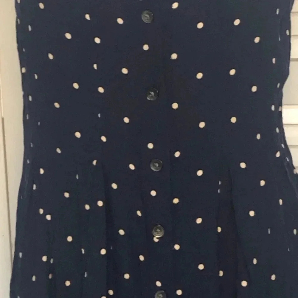 Madewell Boho Ruffle-strap Navy Polka Dot Button Down Sleeveless Sundres… - Picture 10 of 15